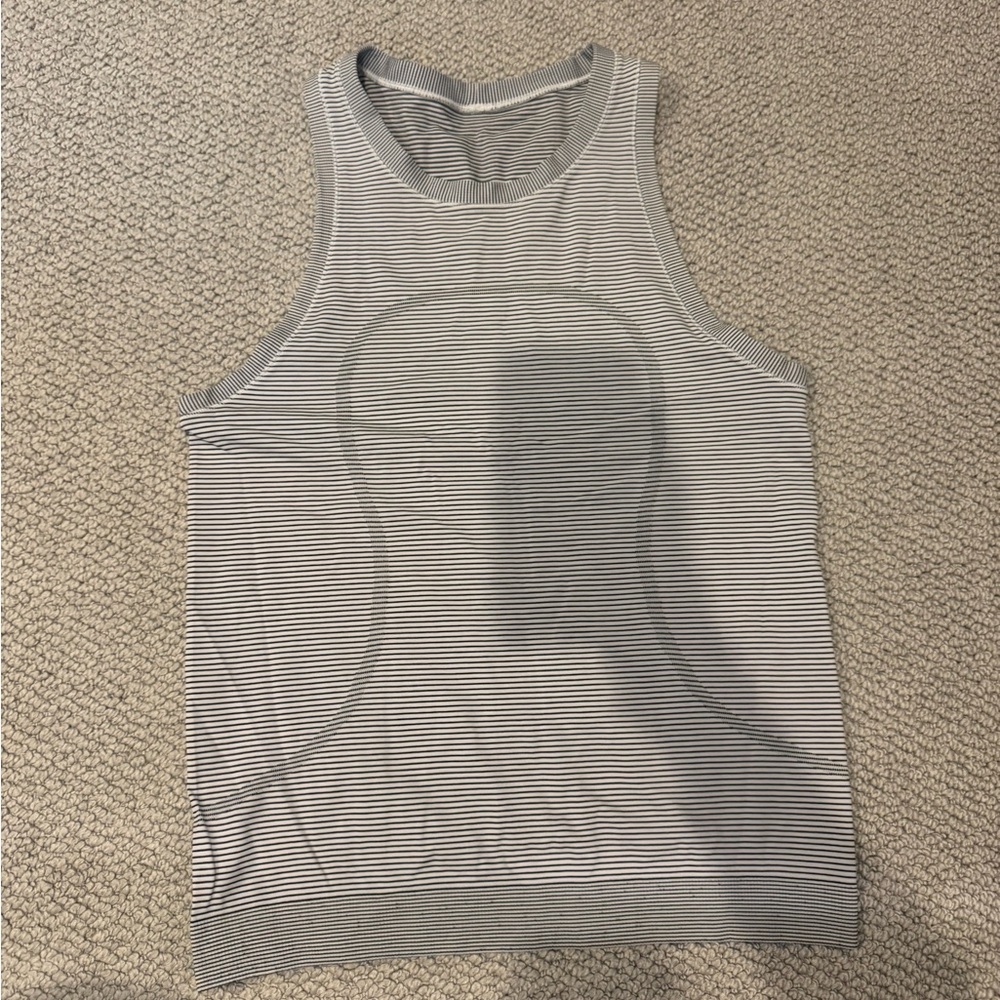 Black and White Striped Lulu Muscle Tank